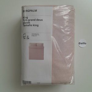 IKEA BERGPALM Duvet cover and pillowcase(s), light pink stripe, king